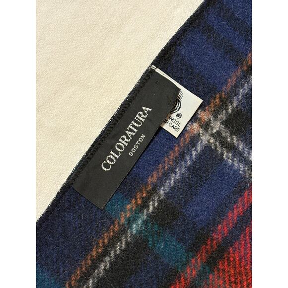 100% Wool Coloratura Boston Plaid Scarf 70” x 9” EUC Fall Fashion Colors - Picture 2 of 5